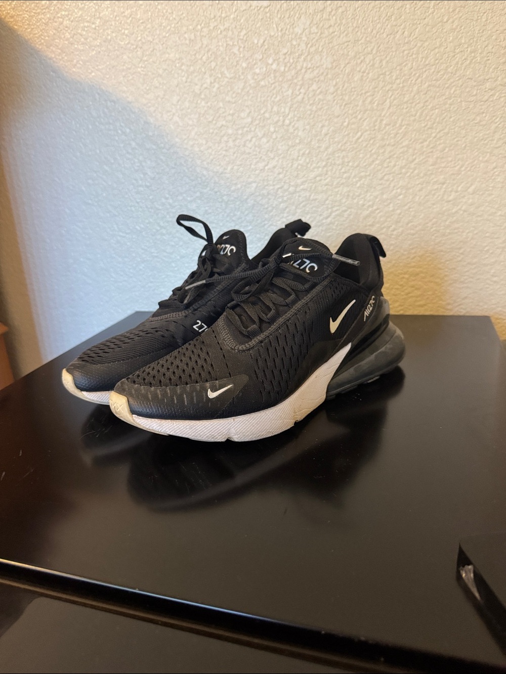 Nike Kids Black and White Air Max 270-style Sneakers